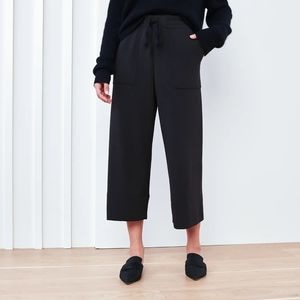Quince Supersoft Wide Leg Fleece Pants Black